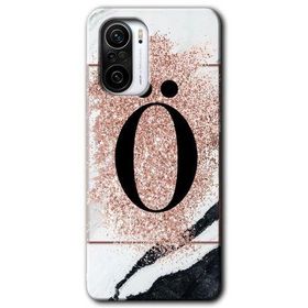 Xiaomi Redmi Mi 11I Pembe Mermer Desenli Ö Harfi Baskılı Uyumlu Silikon Kılıf