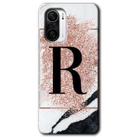 Xiaomi Redmi Mi 11I Pembe Mermer Desenli R Harfi Baskılı Uyumlu Silikon Kılıf