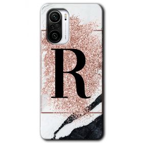 Xiaomi Redmi Mi 11I Pembe Mermer Desenli R Harfi Baskılı Uyumlu Silikon Kılıf
