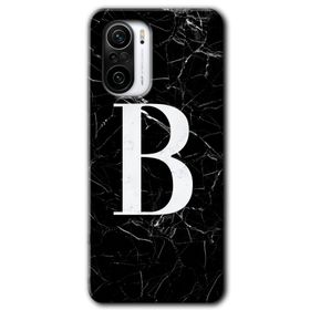 Xiaomi Redmi Mi 11I Siyah Mermer Desenli B Harfi Baskılı Uyumlu Silikon Kılıf