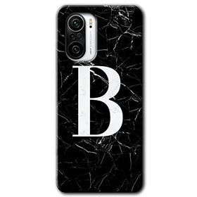 Xiaomi Redmi Mi 11I Siyah Mermer Desenli B Harfi Baskılı Uyumlu Silikon Kılıf
