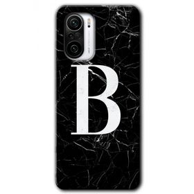 Xiaomi Redmi Mi 11I Siyah Mermer Desenli B Harfi Baskılı Uyumlu Silikon Kılıf