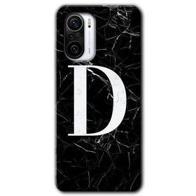 Xiaomi Redmi Mi 11I Siyah Mermer Desenli D Harfi Baskılı Uyumlu Silikon Kılıf