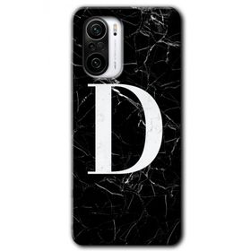 Xiaomi Redmi Mi 11I Siyah Mermer Desenli D Harfi Baskılı Uyumlu Silikon Kılıf