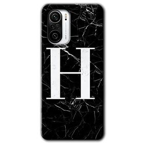 Xiaomi Redmi Mi 11I Siyah Mermer Desenli H Harfi Baskılı Uyumlu Silikon Kılıf