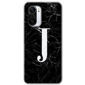 Xiaomi Redmi Mi 11I Siyah Mermer Desenli J Harfi Baskılı Uyumlu Silikon Kılıf