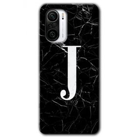 Xiaomi Redmi Mi 11I Siyah Mermer Desenli J Harfi Baskılı Uyumlu Silikon Kılıf