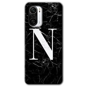 Xiaomi Redmi Mi 11I Siyah Mermer Desenli N Harfi Baskılı Uyumlu Silikon Kılıf