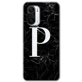 Xiaomi Redmi Mi 11I Siyah Mermer Desenli P Harfi Baskılı Uyumlu Silikon Kılıf