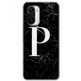 Xiaomi Redmi Mi 11I Siyah Mermer Desenli P Harfi Baskılı Uyumlu Silikon Kılıf