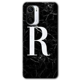Xiaomi Redmi Mi 11I Siyah Mermer Desenli R Harfi Baskılı Uyumlu Silikon Kılıf