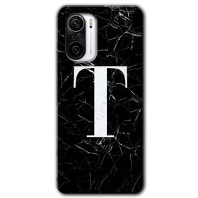 Xiaomi Redmi Mi 11I Siyah Mermer Desenli T Harfi Baskılı Uyumlu Silikon Kılıf