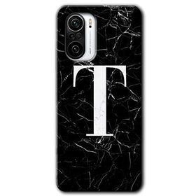 Xiaomi Redmi Mi 11I Siyah Mermer Desenli T Harfi Baskılı Uyumlu Silikon Kılıf