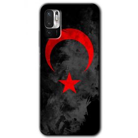 Xiaomi Redmi Note 10 5G Black Ayyıldız Baskılı Uyumlu Silikon Kılıf