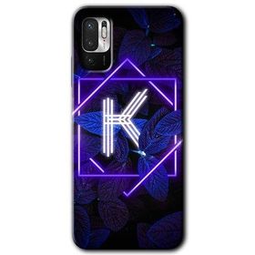 Xiaomi Redmi Note 10 5G Dark Neon Yaprak K Harfi Baskılı Uyumlu Silikon Kılıf