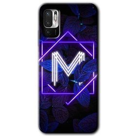 Xiaomi Redmi Note 10 5G Dark Neon Yaprak M Harfi Baskılı Uyumlu Silikon Kılıf