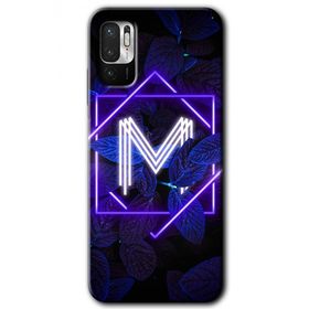 Xiaomi Redmi Note 10 5G Dark Neon Yaprak M Harfi Baskılı Uyumlu Silikon Kılıf