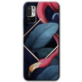 Xiaomi Redmi Note 10 5G Flamingo Yaprak Baskılı Uyumlu Silikon Kılıf