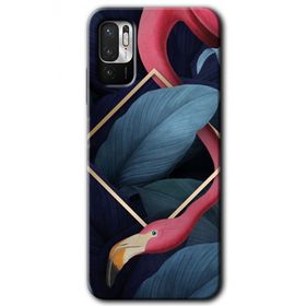 Xiaomi Redmi Note 10 5G Flamingo Yaprak Baskılı Uyumlu Silikon Kılıf