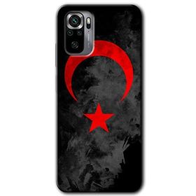Xiaomi Redmi Note 10 Black Ayyıldız Baskılı Uyumlu Silikon Kılıf