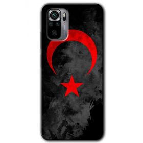 Xiaomi Redmi Note 10 Black Ayyıldız Baskılı Uyumlu Silikon Kılıf