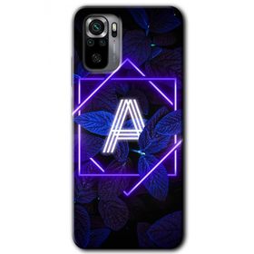 Xiaomi Redmi Note 10 Dark Neon Yaprak A Harfi Baskılı Uyumlu Silikon Kılıf