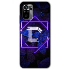 Xiaomi Redmi Note 10 Dark Neon Yaprak D Harfi Baskılı Uyumlu Silikon Kılıf