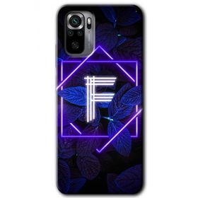 Xiaomi Redmi Note 10 Dark Neon Yaprak F Harfi Baskılı Uyumlu Silikon Kılıf