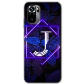 Xiaomi Redmi Note 10 Dark Neon Yaprak J Harfi Baskılı Uyumlu Silikon Kılıf