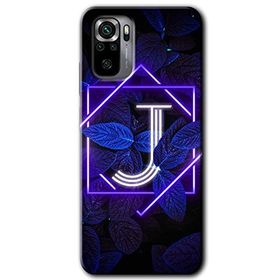 Xiaomi Redmi Note 10 Dark Neon Yaprak J Harfi Baskılı Uyumlu Silikon Kılıf
