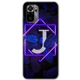 Xiaomi Redmi Note 10 Dark Neon Yaprak J Harfi Baskılı Uyumlu Silikon Kılıf