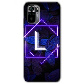 Xiaomi Redmi Note 10 Dark Neon Yaprak L Harfi Baskılı Uyumlu Silikon Kılıf