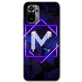 Xiaomi Redmi Note 10 Dark Neon Yaprak M Harfi Baskılı Uyumlu Silikon Kılıf