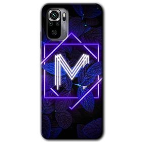 Xiaomi Redmi Note 10 Dark Neon Yaprak M Harfi Baskılı Uyumlu Silikon Kılıf