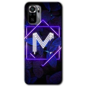 Xiaomi Redmi Note 10 Dark Neon Yaprak M Harfi Baskılı Uyumlu Silikon Kılıf