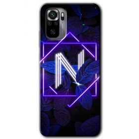 Xiaomi Redmi Note 10 Dark Neon Yaprak N Harfi Baskılı Uyumlu Silikon Kılıf