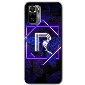 Xiaomi Redmi Note 10 Dark Neon Yaprak R Harfi Baskılı Uyumlu Silikon Kılıf