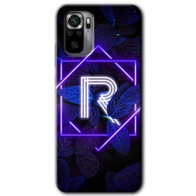 Xiaomi Redmi Note 10 Dark Neon Yaprak R Harfi Baskılı Uyumlu Silikon Kılıf