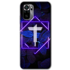 Xiaomi Redmi Note 10 Dark Neon Yaprak T Harfi Baskılı Uyumlu Silikon Kılıf