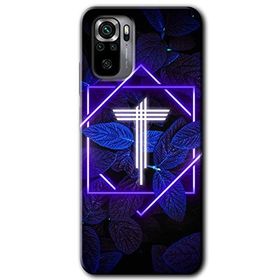 Xiaomi Redmi Note 10 Dark Neon Yaprak T Harfi Baskılı Uyumlu Silikon Kılıf