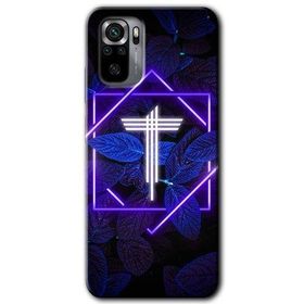 Xiaomi Redmi Note 10 Dark Neon Yaprak T Harfi Baskılı Uyumlu Silikon Kılıf