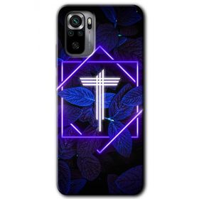 Xiaomi Redmi Note 10 Dark Neon Yaprak T Harfi Baskılı Uyumlu Silikon Kılıf