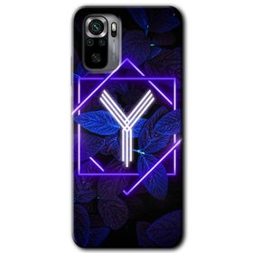Xiaomi Redmi Note 10 Dark Neon Yaprak Y Harfi Baskılı Uyumlu Silikon Kılıf