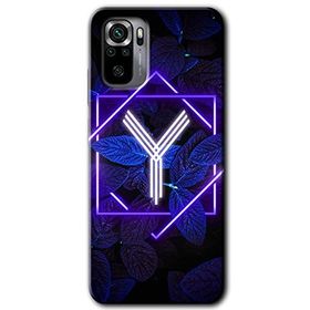 Xiaomi Redmi Note 10 Dark Neon Yaprak Y Harfi Baskılı Uyumlu Silikon Kılıf