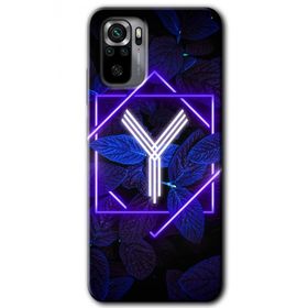 Xiaomi Redmi Note 10 Dark Neon Yaprak Y Harfi Baskılı Uyumlu Silikon Kılıf