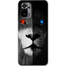 Xiaomi Redmi Note 10 Fire and Ice Lion Baskılı Uyumlu Silikon Kılıf