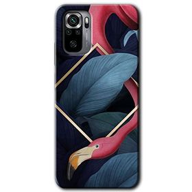Xiaomi Redmi Note 10 Flamingo Yaprak Baskılı Uyumlu Silikon Kılıf