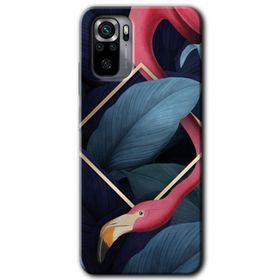 Xiaomi Redmi Note 10 Flamingo Yaprak Baskılı Uyumlu Silikon Kılıf