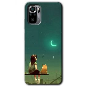 Xiaomi Redmi Note 10 Kedili Kız Baskılı Uyumlu Silikon Kılıf