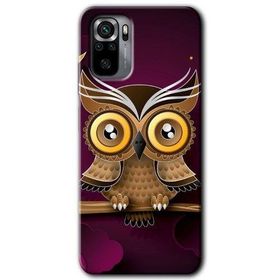 Xiaomi Redmi Note 10 Owl Bird Branch Baskılı Uyumlu Silikon Kılıf